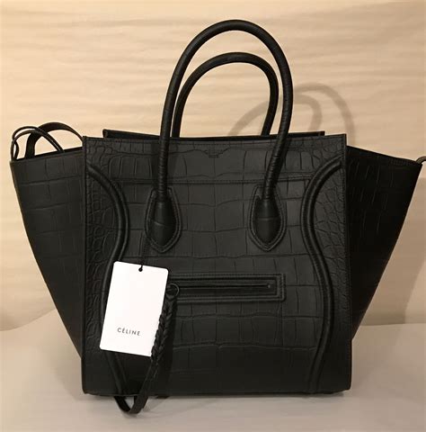 celine faux croc handbag black|celine purses for women.